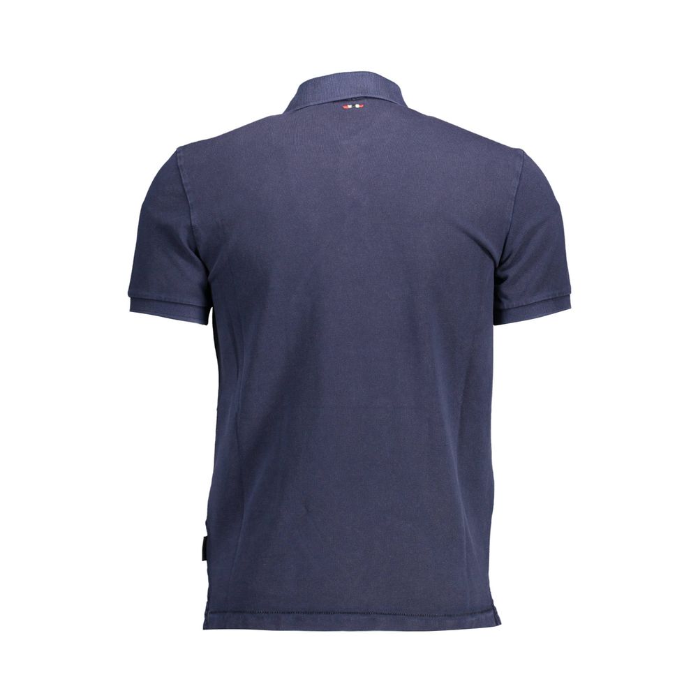 Napapijri Sophisticated Blue Cotton Polo with Embroidery