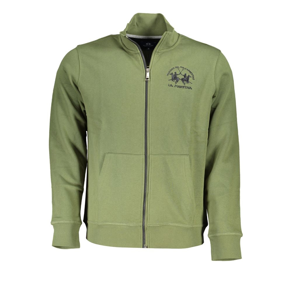 La Martina Classic Green Zippered Fleece Sweatshirt