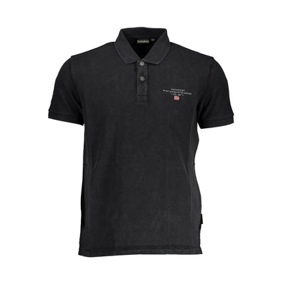 Napapijri Classic Black Embroidered Polo Shirt