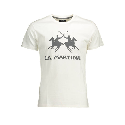 La Martina Crisp White Cotton Crew Neck Tee