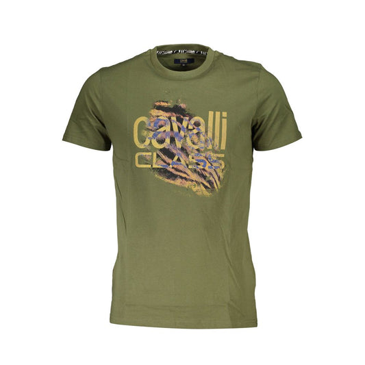 Cavalli Class Green Cotton T-Shirt - PANTERA STORES