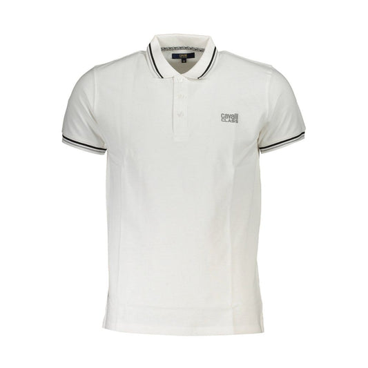 Cavalli Class White Cotton Polo Shirt - PANTERA STORES