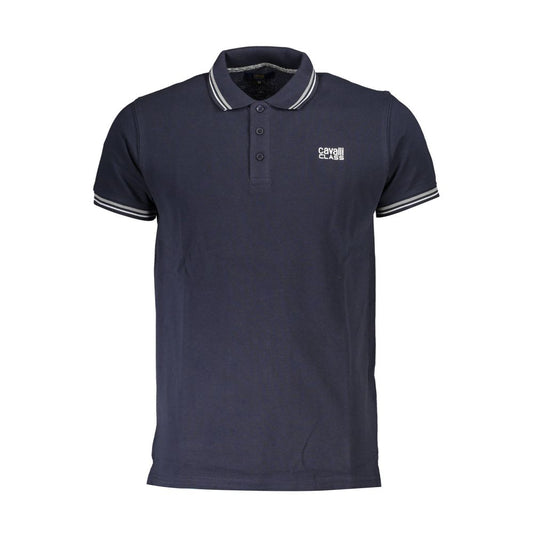 Cavalli Class Blue Cotton Polo Shirt - PANTERA STORES