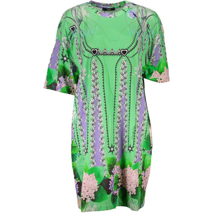 Cavalli Class Green Cotton Dress