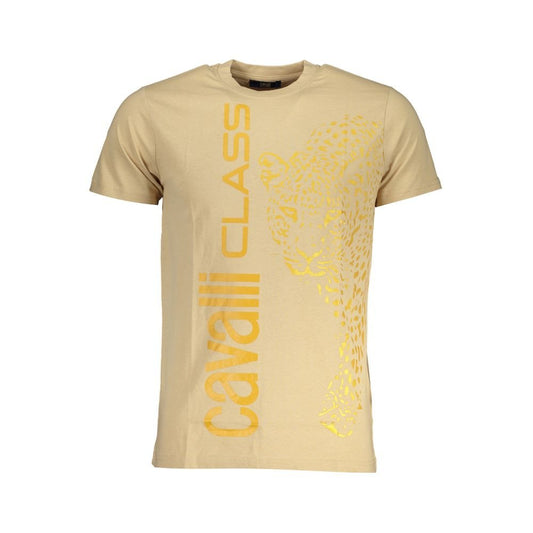 Cavalli Class Beige Cotton T-Shirt - PANTERA STORES