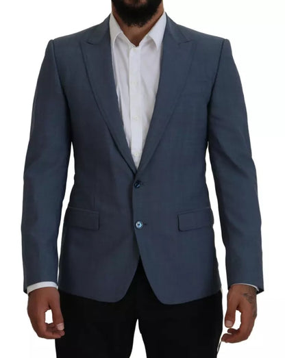 Dolce & Gabbana Blue Wool Stretch Slim Fit Jacket Blazer