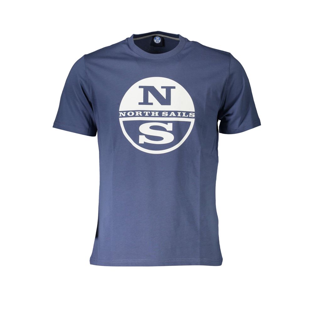 North Sails Blue Printed Round Neck Tee with Logo