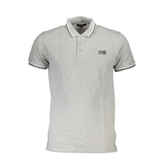 Cavalli Class Gray Cotton Polo Shirt - PANTERA STORES