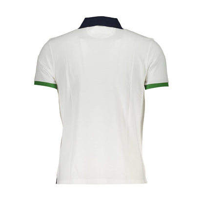 La Martina Elegant White Cotton Polo with Contrasting Accents