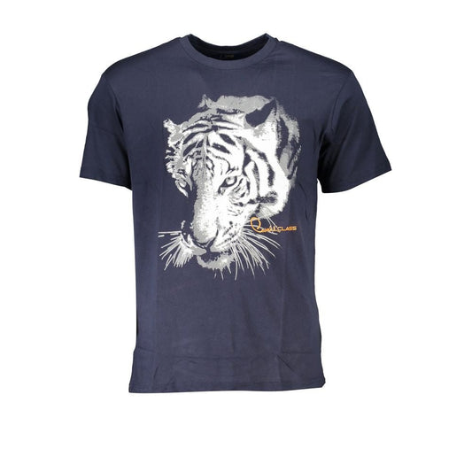 Cavalli Class Blue Cotton T-Shirt - PANTERA STORES