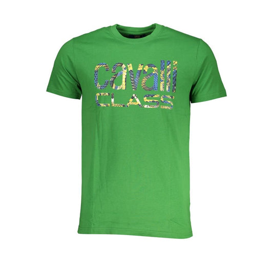 Cavalli Class Green Cotton T-Shirt - PANTERA STORES