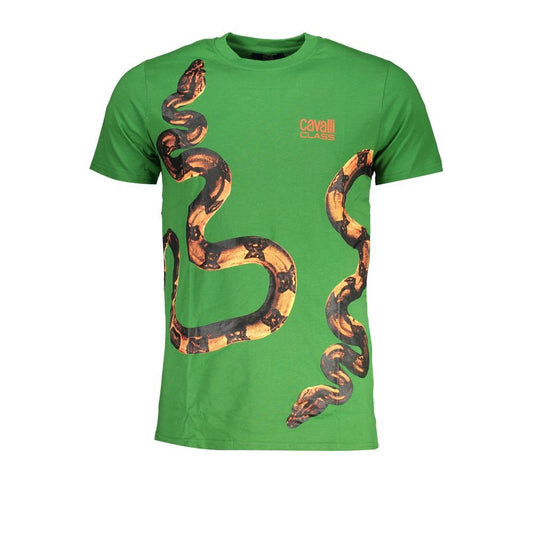 Cavalli Class Green Cotton T-Shirt - PANTERA STORES