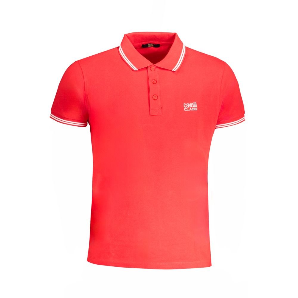 Cavalli Class Red Cotton Polo Shirt