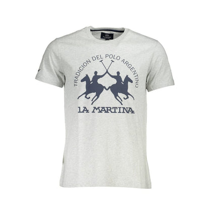 La Martina Gray Cotton Men T-Shirt