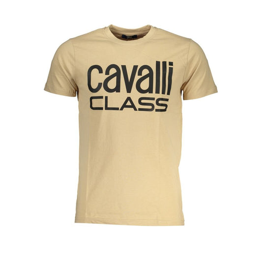 Cavalli Class Beige Cotton T-Shirt - PANTERA STORES