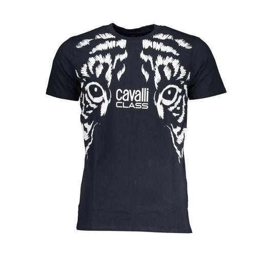 Cavalli Class Blue Cotton T-Shirt - PANTERA STORES