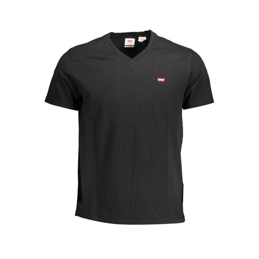 Levi's Elegant V-Neck Black Cotton Tee