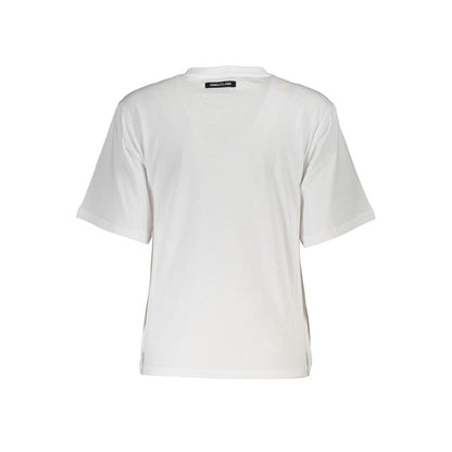 Cavalli Class Chic White Printed Tee with Timeless Elegance