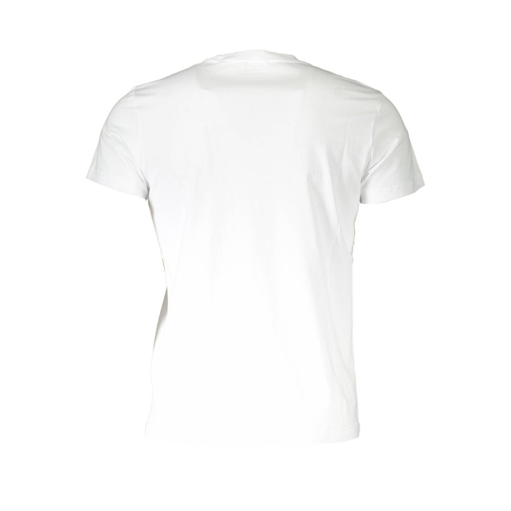 Diesel Sleek White Round Neck Tee with Logo Detail