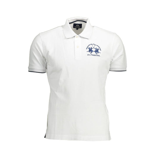 La Martina Elegant White Polo with Contrasting Embroidery