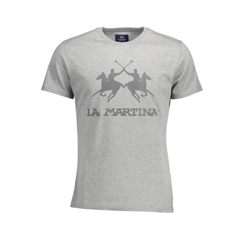 La Martina Elegant Crew Neck Tee with Signature Print