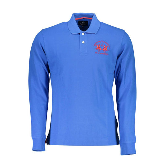 La Martina Elegant Blue Long-Sleeved Polo for the Modern Man