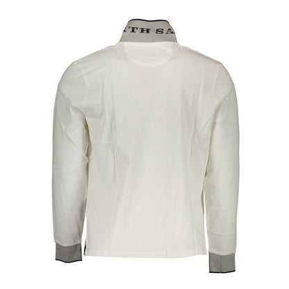 North Sails Elegant Long-Sleeved White Polo with Contrast Accents