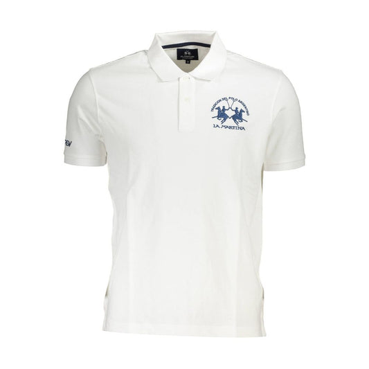 La Martina Elegant White Cotton Polo Shirt