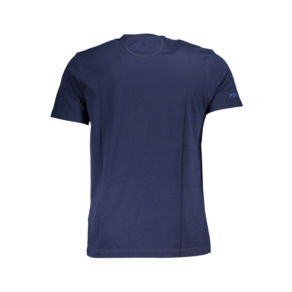 La Martina Elegant Blue Cotton Tee with Chic Print