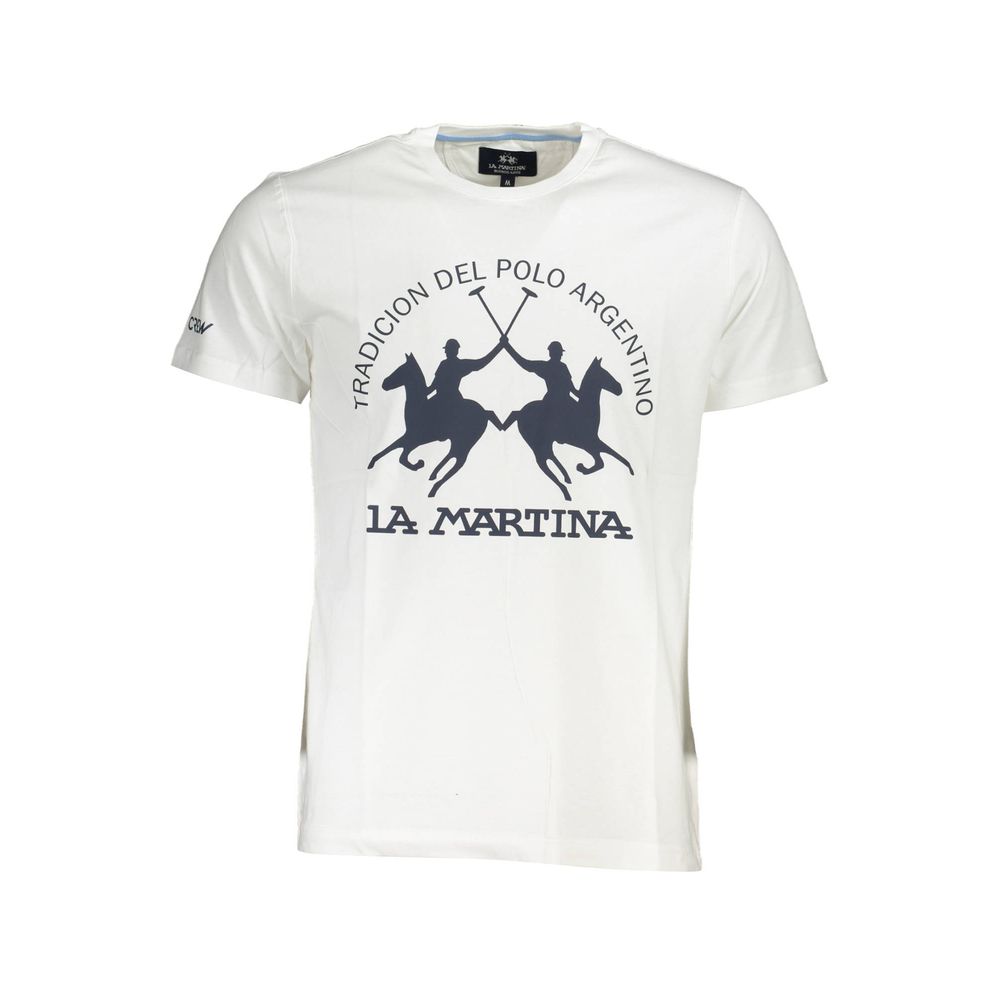 La Martina Elegant White Tee with Iconic Print