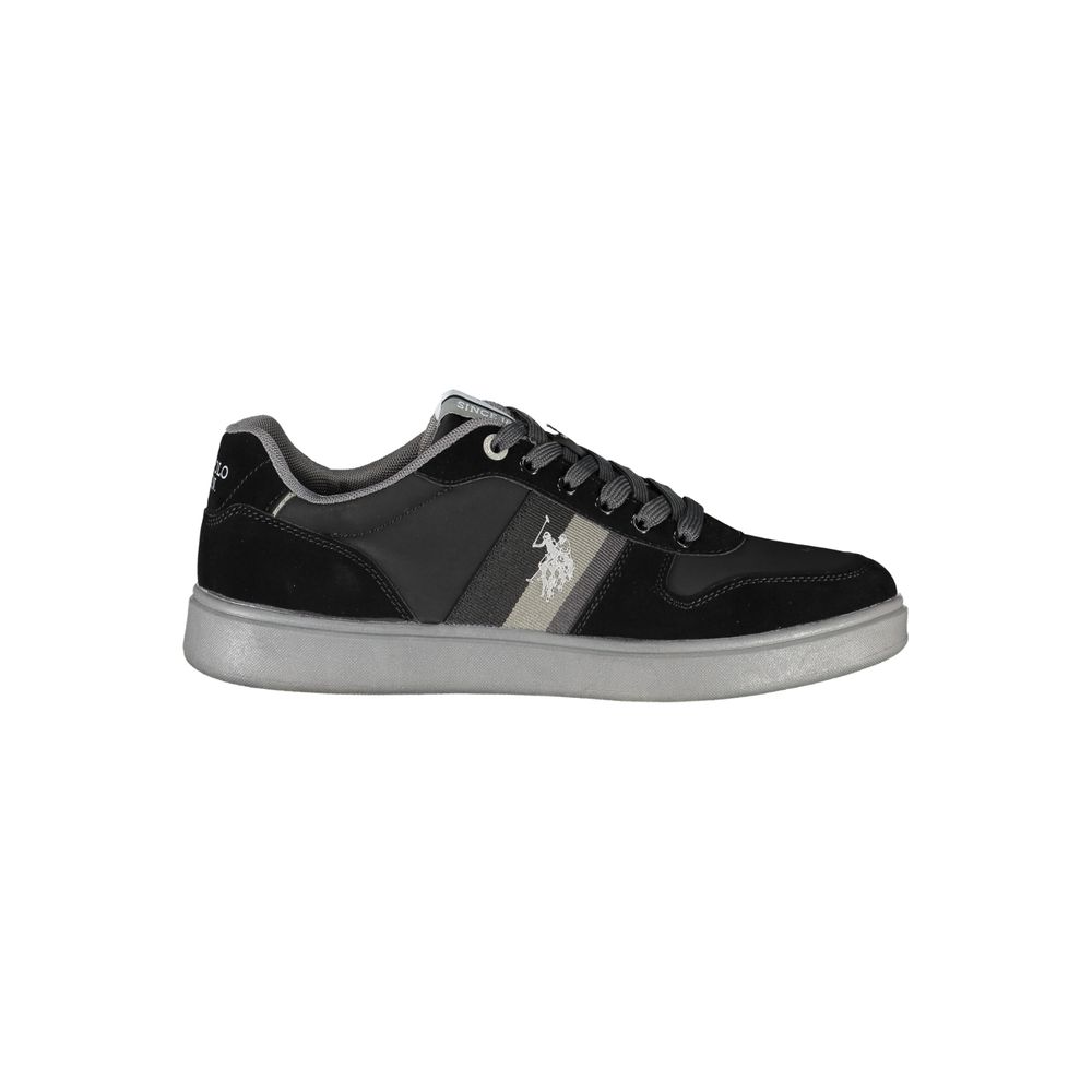 U.S. POLO ASSN. Sleek Black Lace-Up Sneakers with Contrast Details