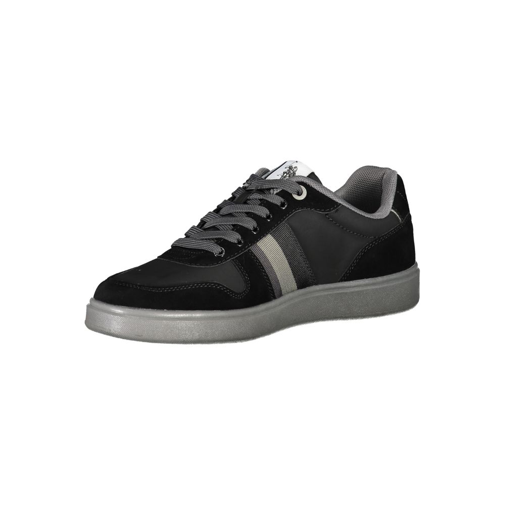 U.S. POLO ASSN. Sleek Black Lace-Up Sneakers with Contrast Details