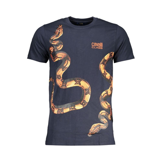 Cavalli Class Blue Cotton T-Shirt - PANTERA STORES