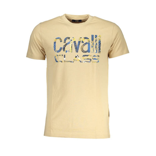 Cavalli Class Beige Cotton T-Shirt - PANTERA STORES