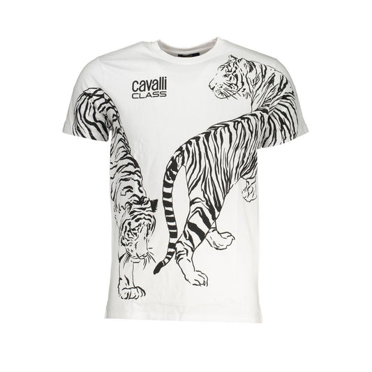 Cavalli Class White Cotton T-Shirt - PANTERA STORES