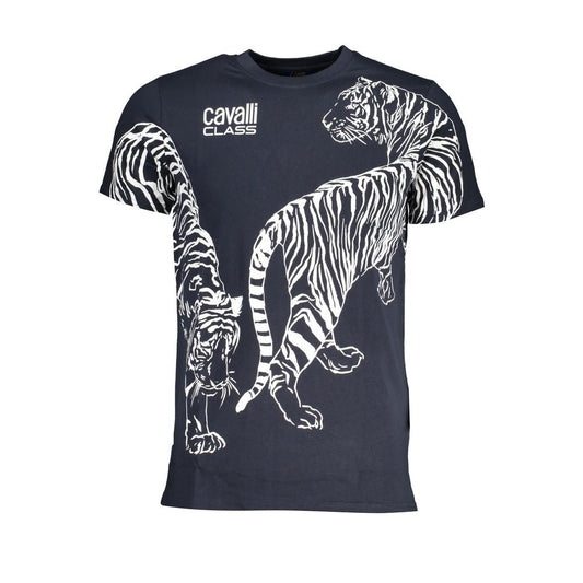 Cavalli Class Blue Cotton T-Shirt - PANTERA STORES