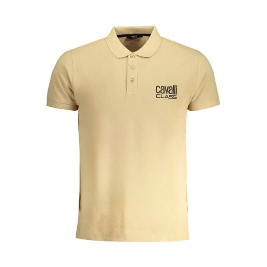 Cavalli Class Beige Cotton Polo Shirt - PANTERA STORES