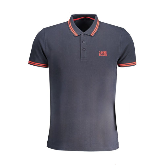 Cavalli Class Blue Cotton Polo Shirt - PANTERA STORES