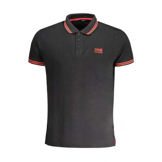 Cavalli Class Black Cotton Polo Shirt - PANTERA STORES