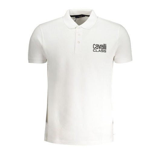 Cavalli Class White Cotton Polo Shirt - PANTERA STORES