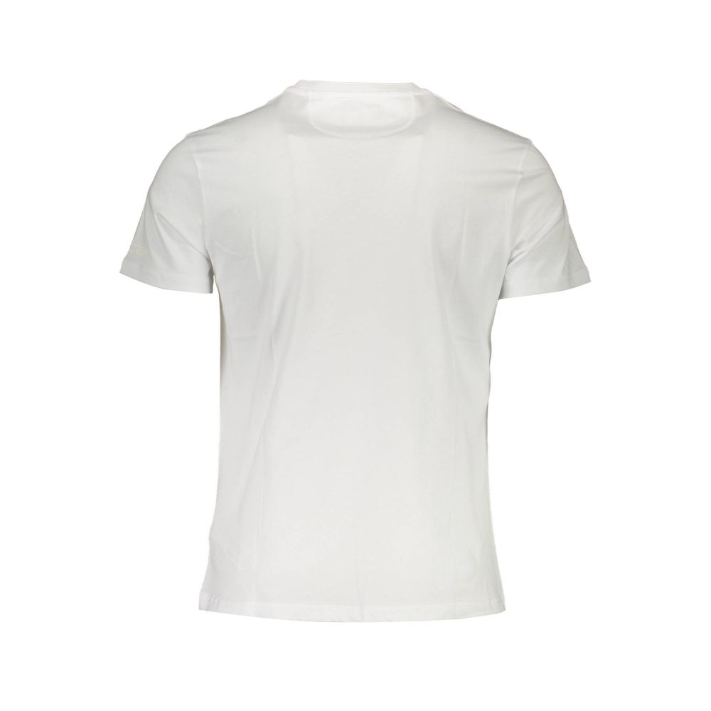 La Martina Elegant White Crew Neck Tee with Signature Print