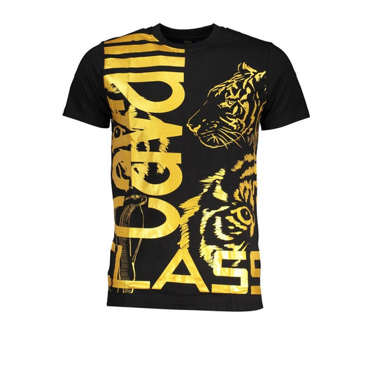 Cavalli Class Black Cotton T-Shirt - PANTERA STORES