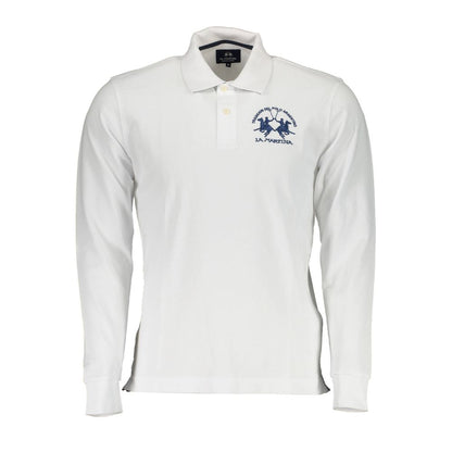 La Martina Elegant White Long-Sleeved Polo Shirt