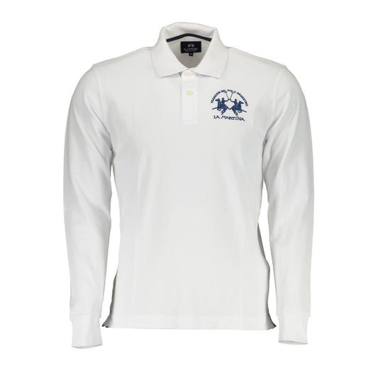 La Martina Elegant White Long-Sleeved Polo Shirt