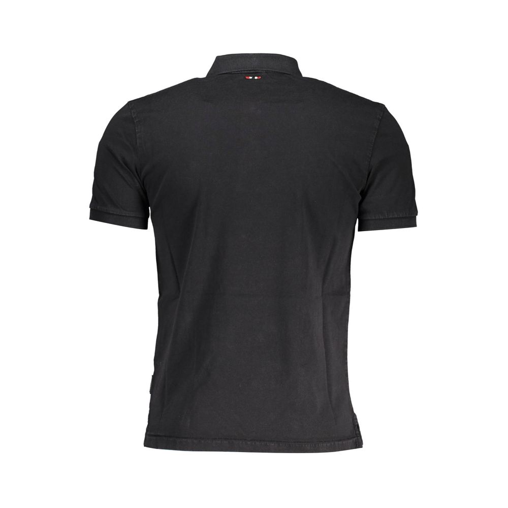 Napapijri Elegant Black Embroidered Polo