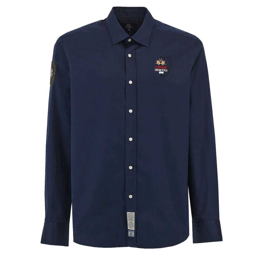 La Martina Blue Cotton Shirt