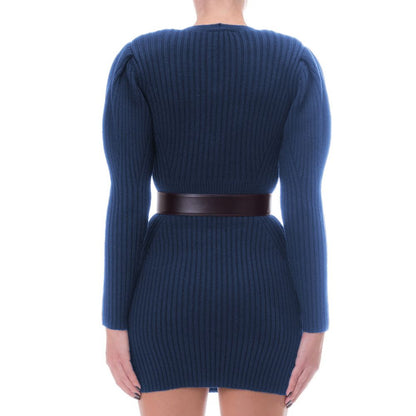 Elisabetta Franchi Elegant Long-Sleeved Knit Dress with Belt