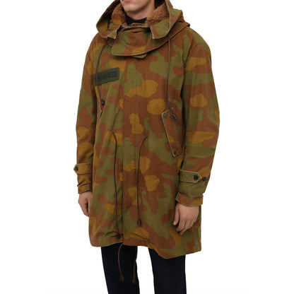 Dsquared² Camo Textured Hooded Parka with Leather Details