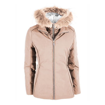 Yes Zee Chic Beige Down Jacket with Fur Hood