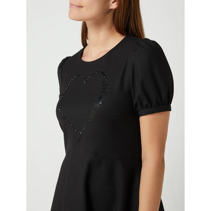 Love Moschino Elegant Black Rhinestone Detail Dress